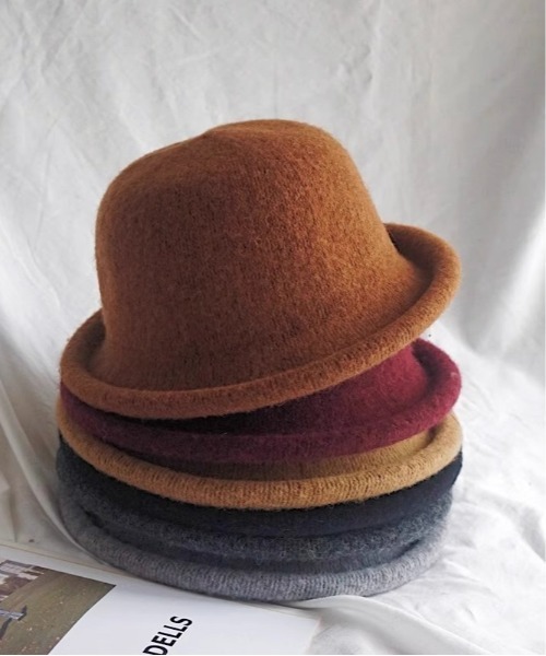 Burner（バーナー）の「【OKUOKU　0909】ウール混ふんわりクロッシェハット oku-bosi-37（ハット・レディース・チャコール/オレンジ/グリーン/レッド/キャメル/ブラック/ワイン/グレー・FREE）」の10枚目の写真