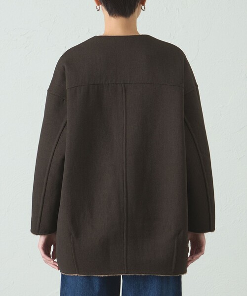 CAST:(キャストコロン)の「ボンディングリバーシブルミドルコート(ノーカラーコート・レディース・オフホワイト/ブラウン系その他5・M/S)」の13枚目の写真