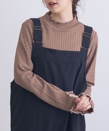 【SETUP7】ヘリンボーンジャガード配色メロウハイネック長袖 インナー・ロングTシャツ GLR