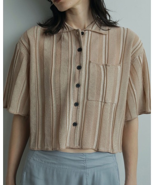 anuke(アンヌーク)の「anuke Stripe Knit Shirts 62520512(ニット/セーター・レディース・ブラック/ベージュ・FREE)」の1枚目の写真