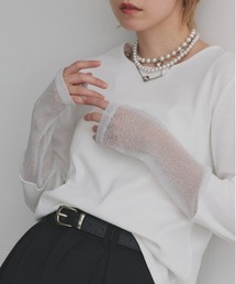 ad thie | 袖切替ラメシアー レース アソートトップス(Tシャツ/カットソー)
