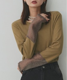 ad thie（アドティエ）の「袖切替ラメシアー レース アソートトップス（Tシャツ/カットソー）」