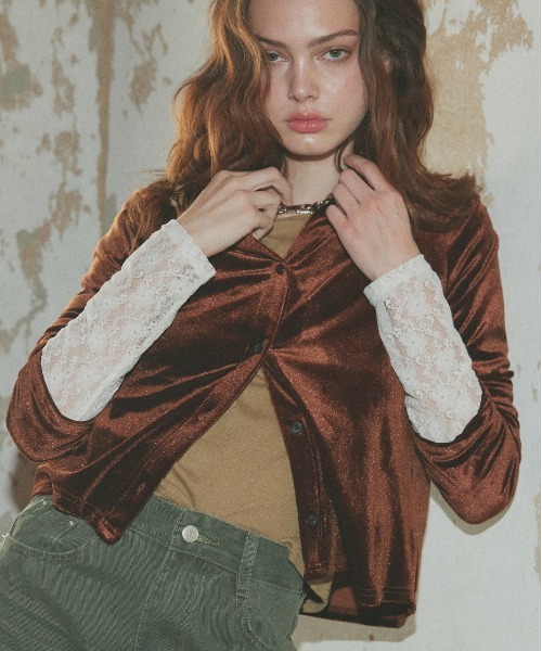 ad thie（アドティエ）の「袖切替ラメシアー レース アソートトップス（Tシャツ/カットソー・レディース・ブラック系2/ホワイト系2/グレー系2/ブラウン系2/カーキ系2/ベージュ系2/ホワイト系1/ブラウン系1/ベージュ系1/ブラック系1/グレー系1/カーキ系1/ホワイト系3/ブラック系3/ピンク系/ブルー系・MEDIUM/LARGE/LL）」の17枚目の写真