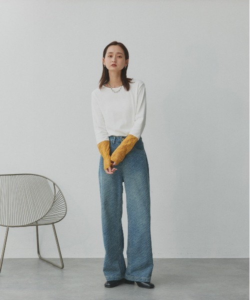 ad thie（アドティエ）の「袖切替ラメシアー レース アソートトップス（Tシャツ/カットソー・レディース・ブラック系2/ホワイト系2/グレー系2/ブラウン系2/カーキ系2/ベージュ系2/ホワイト系1/ブラウン系1/ベージュ系1/ブラック系1/グレー系1/カーキ系1/ホワイト系3/ブラック系3/ピンク系/ブルー系・MEDIUM/LARGE/LL）」の21枚目の写真