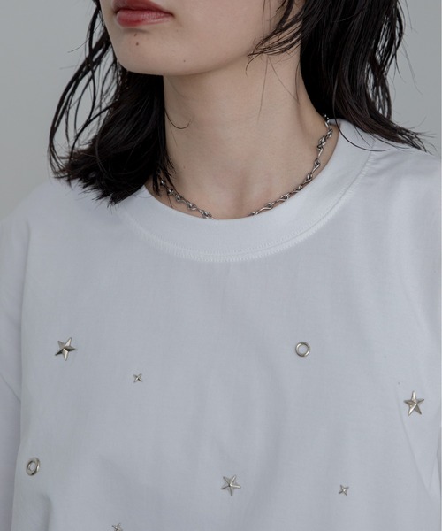 VACANCY(ヴァカンシー)の「ランダムスタッツロングTシャツ/ユニセックス/新色追加(Tシャツ/カットソー・レディース・ホワイト/チャコールグレー/ブラック・FREE)」の7枚目の写真