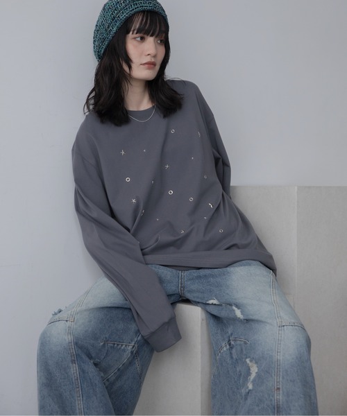 VACANCY(ヴァカンシー)の「ランダムスタッツロングTシャツ/ユニセックス/新色追加(Tシャツ/カットソー・レディース・ホワイト/チャコールグレー/ブラック・FREE)」の20枚目の写真
