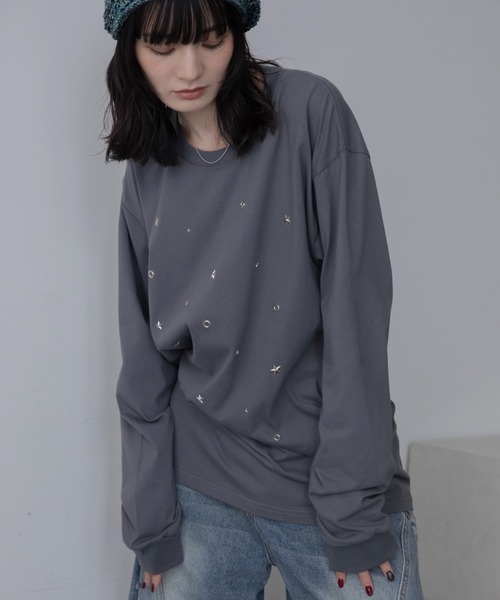 VACANCY(ヴァカンシー)の「ランダムスタッツロングTシャツ/ユニセックス/新色追加(Tシャツ/カットソー・レディース・ホワイト/チャコールグレー/ブラック・FREE)」の21枚目の写真