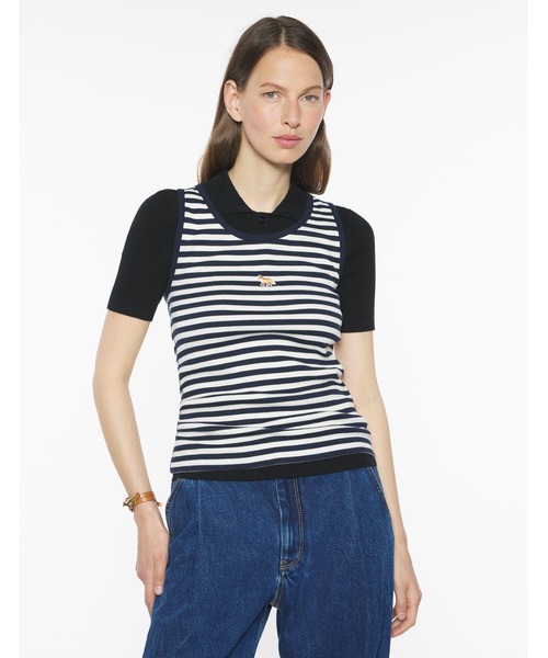 Maison Kitsune（メゾンキツネ）の「BABY FOX STRIPED TANK TOP（タンクトップ・レディース・ネイビー・L/M/S/XS）」の4枚目の写真