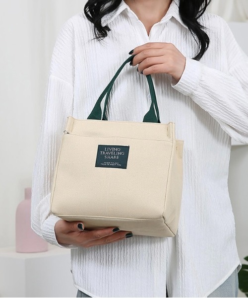 Burner(バーナー)の「【OKUOKU 0909】キャンバス ミニトートランチバッグ oku-bag-20-13【RBT】(トートバッグ・レディース・ホワイト/グリーン/ブラック・FREE)」の1枚目の写真