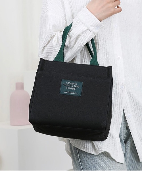 Burner(バーナー)の「【OKUOKU 0909】キャンバス ミニトートランチバッグ oku-bag-20-13【RBT】(トートバッグ・レディース・ホワイト/グリーン/ブラック・FREE)」の2枚目の写真