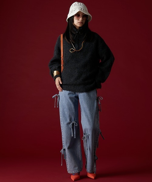 GEVS.(ジェイヴィス)の「ハーフジップニット<大きいサイズ有>GEVS.(ニット/セーター・レディース・ブラック/ブルー・M/L/LL/3L/4L/5L)」の12枚目の写真