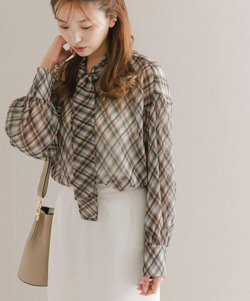 URBAN RESEARCH ROSSO WOMEN(アーバンリサーチ ロッソ)の「チェックボウタイボリュームブラウス(シャツ/ブラウス・レディース・ブラック系その他/ブラウン系その他・FREE)」の3枚目の写真