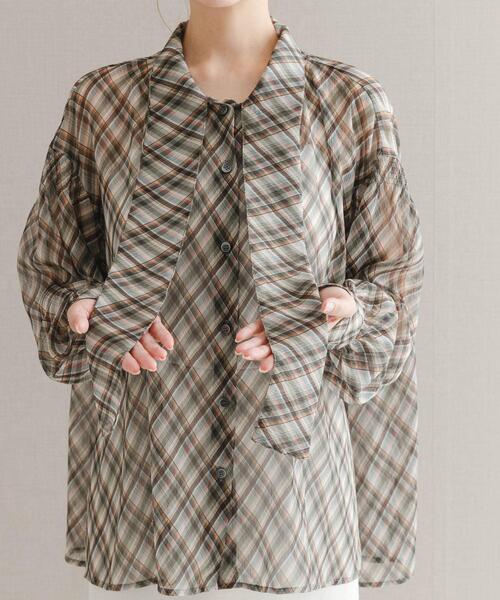 URBAN RESEARCH ROSSO WOMEN(アーバンリサーチ ロッソ)の「チェックボウタイボリュームブラウス(シャツ/ブラウス・レディース・ブラック系その他/ブラウン系その他・FREE)」の12枚目の写真