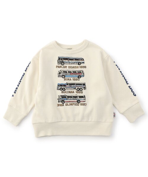 F.O.KIDS（エフオーキッズ）の「【ジュニア対応】BUS　ART　トレーナー（スウェット・キッズ・チャコール/オフホワイト/ベージュ・140/90/100/110/120/130/80）」の2枚目の写真