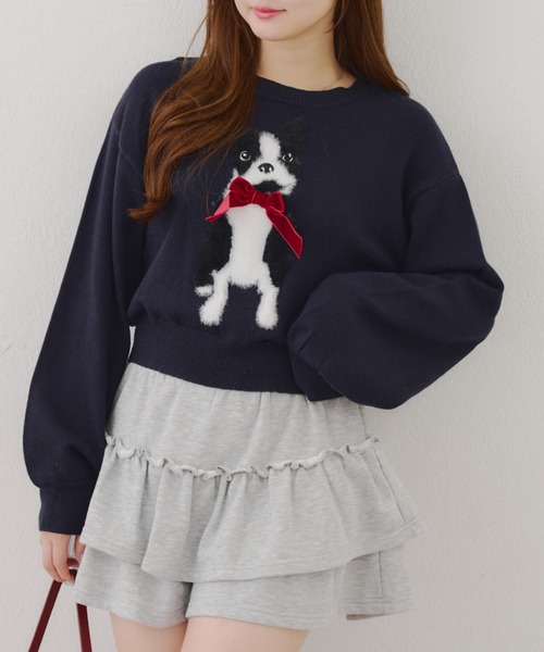 continuer de NICE CLAUP(コンティニューデナイスクラップ)の「ネコ&イヌアソートニット(ニット/セーター・レディース・トップグレー/ネイビー/サックスブルー/ボルドー/グレー/ブルー系その他/ピンク/アイボリー・FREE)」の1枚目の写真