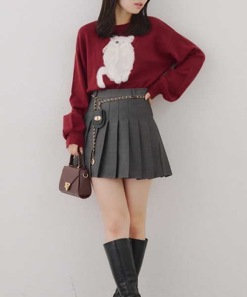 continuer de NICE CLAUP(コンティニューデナイスクラップ)の「ネコ&イヌアソートニット(ニット/セーター・レディース・トップグレー/ネイビー/サックスブルー/ボルドー/グレー/ブルー系その他/ピンク/アイボリー・FREE)」の21枚目の写真