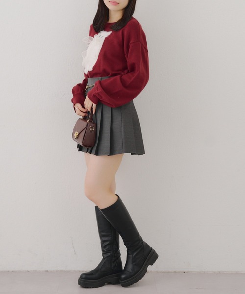 continuer de NICE CLAUP(コンティニューデナイスクラップ)の「ネコ&イヌアソートニット(ニット/セーター・レディース・トップグレー/ネイビー/サックスブルー/ボルドー/グレー/ブルー系その他/ピンク/アイボリー・FREE)」の16枚目の写真