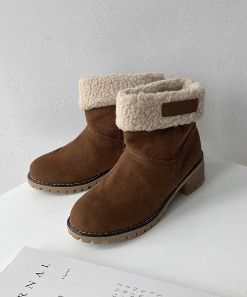 AS KNOW AS plus(アズノゥアズプラス)の「ボア切替えムートンブーツ(ブーツ・レディース・ブラック/ブラウン・L/M)」の4枚目の写真