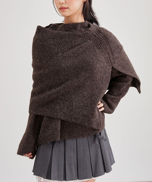 Lace Ladies（レースレディース）の「【2点セット】ウールタッチ ケープ レイヤード ニット プルオーバー（ニット/セーター・レディース・アイボリー/グレイッシュベージュ/グレー/ブラウン・FREE）」の3枚目の写真