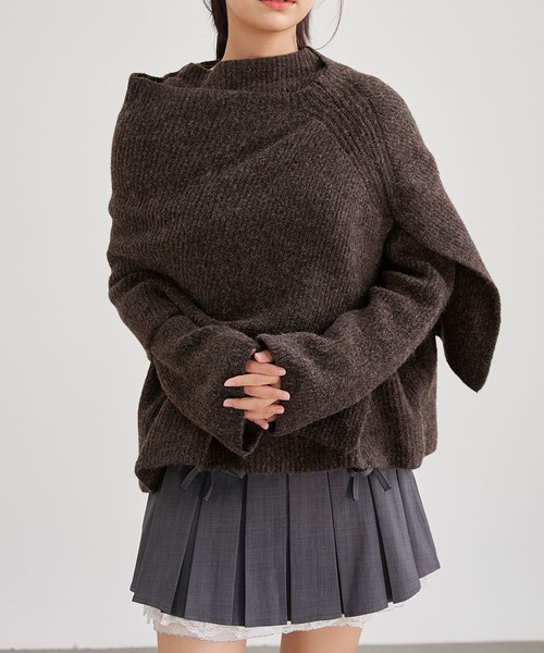 Lace Ladies（レースレディース）の「【2点セット】ウールタッチ ケープ レイヤード ニット プルオーバー（ニット/セーター・レディース・アイボリー/グレイッシュベージュ/グレー/ブラウン・FREE）」の7枚目の写真