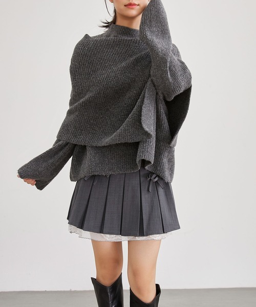 Lace Ladies（レースレディース）の「【2点セット】ウールタッチ ケープ レイヤード ニット プルオーバー（ニット/セーター・レディース・アイボリー/グレイッシュベージュ/グレー/ブラウン・FREE）」の17枚目の写真