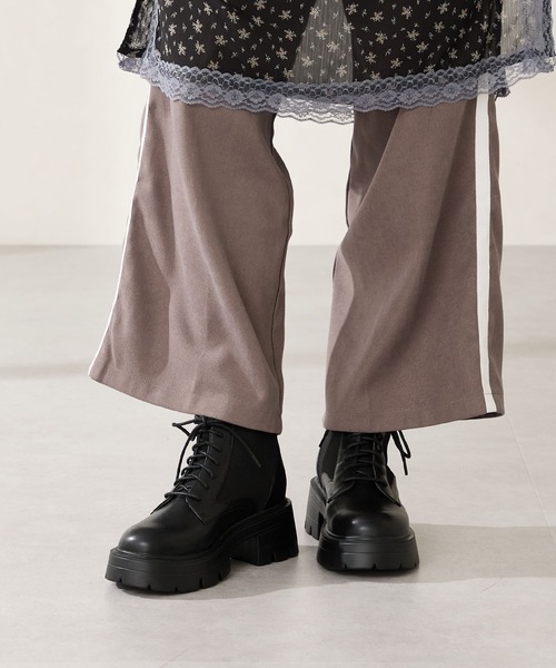 ORiental TRaffic（オリエンタルトラフィック）の「厚底 ニット ソックス レースアップ ブーツ /51404（ブーツ・レディース・ブラック/ブラウン・S/M/L/LL/3L/SS）」の6枚目の写真