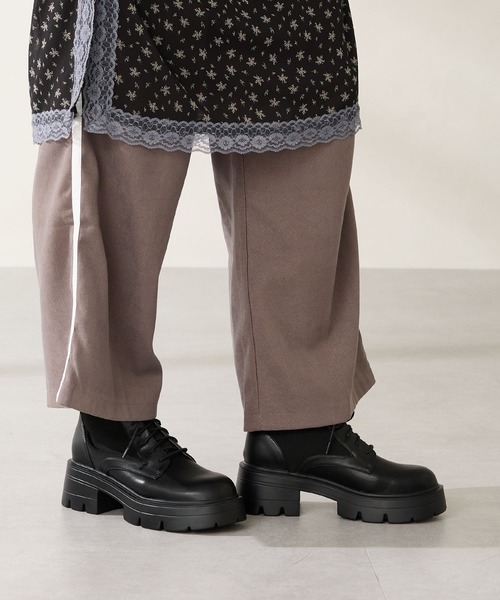 ORiental TRaffic（オリエンタルトラフィック）の「厚底 ニット ソックス レースアップ ブーツ /51404（ブーツ・レディース・ブラック/ブラウン・S/M/L/LL/3L/SS）」の8枚目の写真