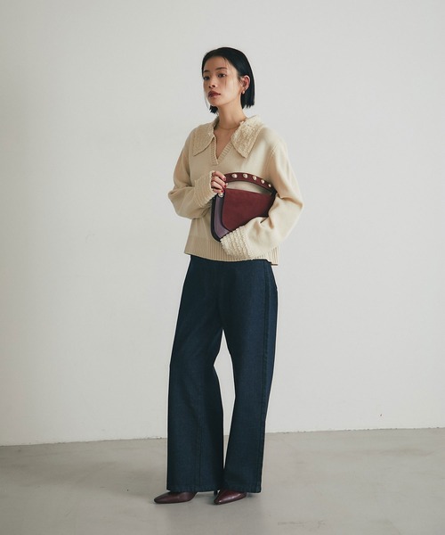 ARVELLIA(アルベリア)の「FRINGE COLLAR KNIT SWEATER(ニット/セーター・レディース・ブラック/アイボリー/グレー・M)」の19枚目の写真