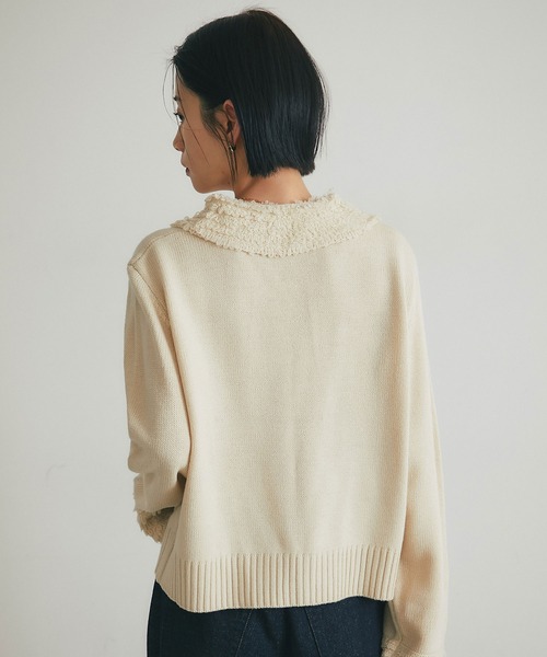 ARVELLIA(アルベリア)の「FRINGE COLLAR KNIT SWEATER(ニット/セーター・レディース・ブラック/アイボリー/グレー・M)」の22枚目の写真
