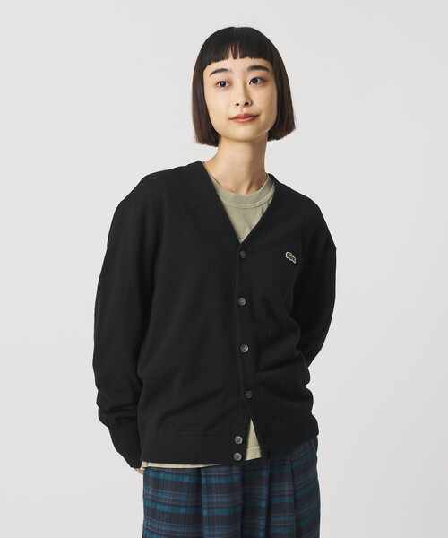 LACOSTE(ラコステ)の「【別注】<LACOSTE>ロングスリーブニットカーディガン(カーディガン/ボレロ・レディース・ブラック/オフホワイト/ダークブラウン・36)」の2枚目の写真