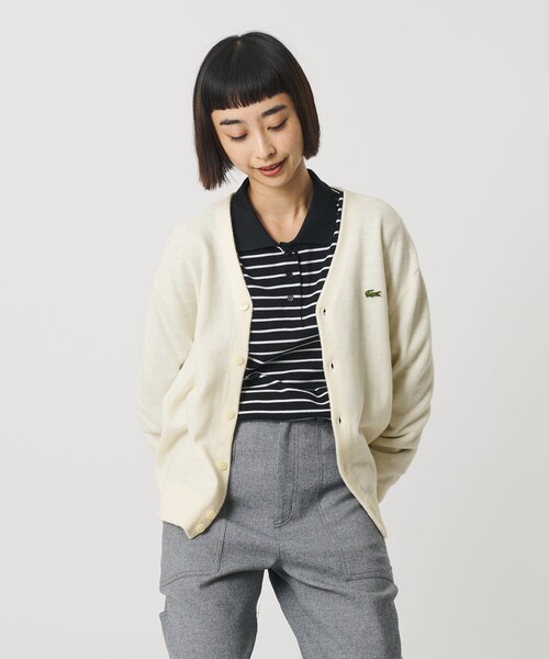 LACOSTE(ラコステ)の「【別注】<LACOSTE>ロングスリーブニットカーディガン(カーディガン/ボレロ・レディース・ブラック/オフホワイト/ダークブラウン・36)」の5枚目の写真