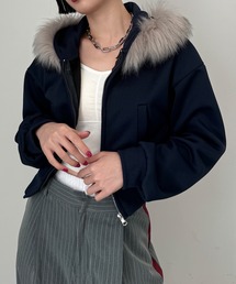 SEN TOKYO（セントーキョー）の「ファーフードクロップドジップアップパーカー（パーカー）」