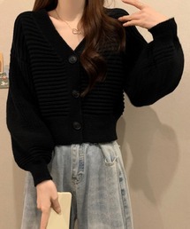ニットカーディガン ショート丈 韓国風