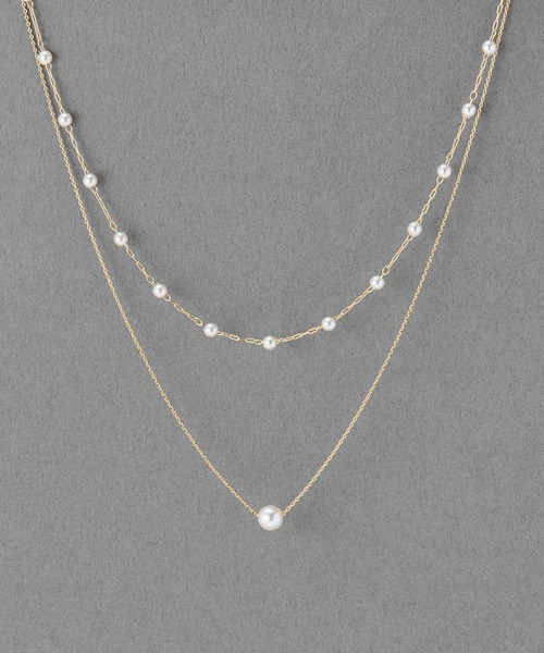 Phoebe(フィービィー)の「2ラインエレガントパールネックレス/2連/重ね付け(ネックレス・レディース・ホワイト・FREE)」の1枚目の写真