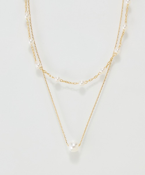 Phoebe(フィービィー)の「2ラインエレガントパールネックレス/2連/重ね付け(ネックレス・レディース・ホワイト・FREE)」の8枚目の写真