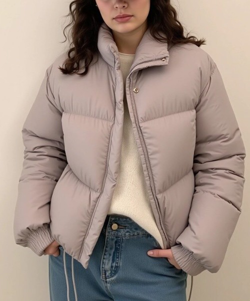 cammie(キャミー)の「裾ドロスト中綿ジャケット(ダウンジャケット/コート・レディース・ブラック/ライトイエロー/ラベンダー/サックスブルー・L/M)」の22枚目の写真