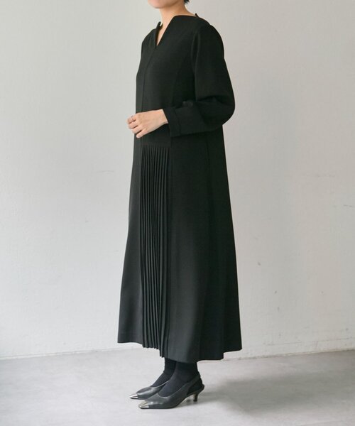 ワンピース ear PAPILLONNER SUM1 STYLE ear PAPILLONNER｜長袖斜めプリーツワンピース【SUM1 STYLE(スミ