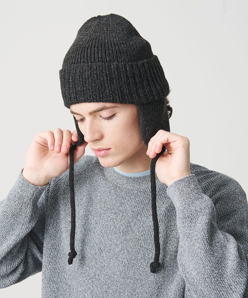RACAL（ラカル）の「＜Racal＞イヤー ニット ワッチ キャップ（ニットキャップ/ビーニー・メンズ・ダークグレー/ブラック・FREE）」の3枚目の写真