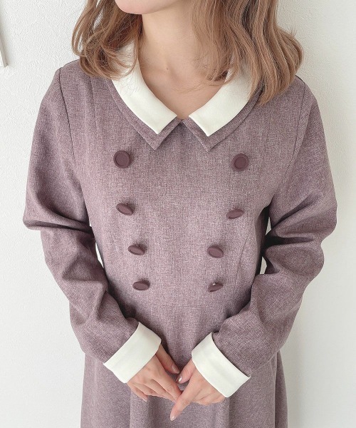 an another angelus（アンアナザーアンジェラス）の「クレリックダブルカラータイ付きワンピース/fint フィント（ワンピース・レディース・ボルドー/グレー・FREE）」の3枚目の写真
