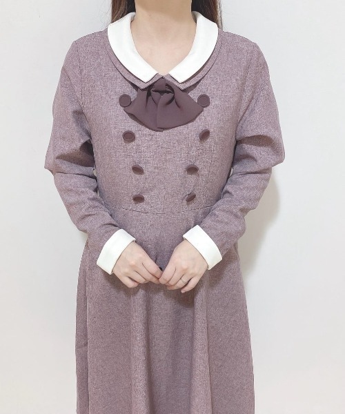 an another angelus（アンアナザーアンジェラス）の「クレリックダブルカラータイ付きワンピース/fint フィント（ワンピース・レディース・ボルドー/グレー・FREE）」の15枚目の写真