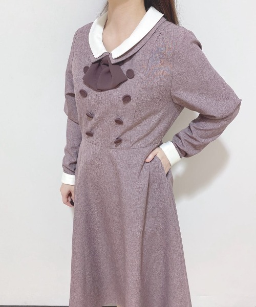 an another angelus（アンアナザーアンジェラス）の「クレリックダブルカラータイ付きワンピース/fint フィント（ワンピース・レディース・ボルドー/グレー・FREE）」の16枚目の写真