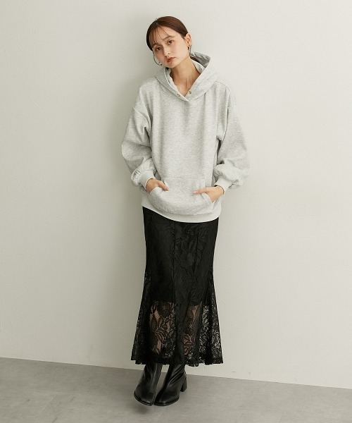 nissen（ニッセン）の「裏起毛袖バルーンパーカー（パーカー・レディース・ライトベージュ/チャコールグレー/ブルー/杢グレー・M/L/LL/3L）」の2枚目の写真