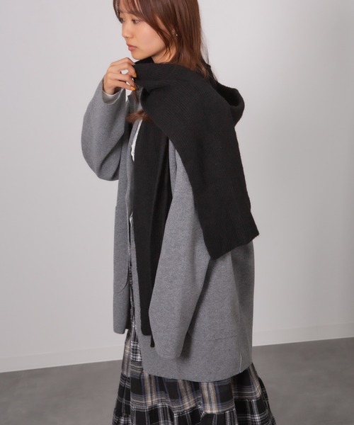 Chiina(チーナ)の「Chiina/ニットフードマフラー(ニットキャップ/ビーニー・レディース・グレー/レッド/ブルー/ブラック/ホワイト/ブラウン/ミント・FREE)」の17枚目の写真