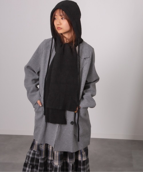 Chiina(チーナ)の「Chiina/ニットフードマフラー(ニットキャップ/ビーニー・レディース・グレー/レッド/ブルー/ブラック/ホワイト/ブラウン/ミント・FREE)」の18枚目の写真