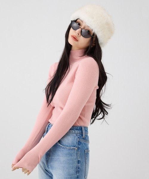 EIMY ISTOIRE（エイミーイストワール）の「ボトルネックリブニットトップス（ニット/セーター・レディース・グレー/ブラック/ホワイト/ピンク・F）」の11枚目の写真