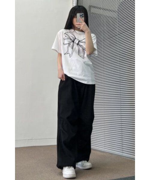 RONRON(ロンロン)の「BIG RIBBON LINE T SHIRT WHITE BLACK(Tシャツ/カットソー・レディース・その他・FREE)」の8枚目の写真