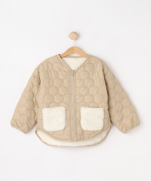 SHOO・LA・RUE（シューラルー）の「【100-150cm/撥水】キルト×ファーリバーシブルブルゾン（ブルゾン・キッズ・ブラック/ナチュラル・10/11/12/13/14/15 ）」の3枚目の写真