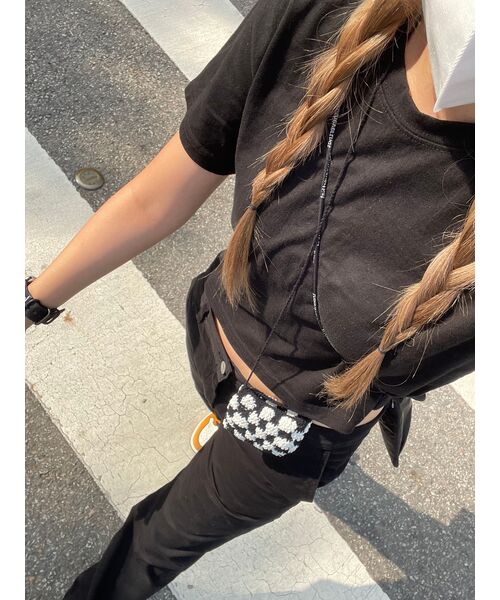 MUSINSA STANDARD WOMAN（ムシンサスタンダードウーマン）の「ウィメンズクルーネッククロップTシャツ[ブラック]（Tシャツ/カットソー・レディース・その他・LARGE/X-SMALL/SMALL/MEDIUM）」の14枚目の写真