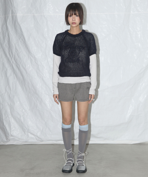 FANCY CLUB（ファンシークラブ）の「エンブロイダーネットレグランニット (ネイビー) F25QB090（ニット/セーター・レディース・ネイビー・FREE）」の4枚目の写真