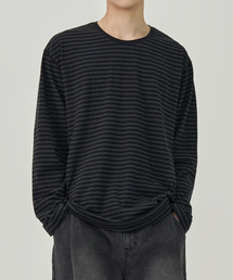 TOFFEE（トフィー）の「フェイドストライプロングスリーブ (ブラック)（Tシャツ/カットソー）」